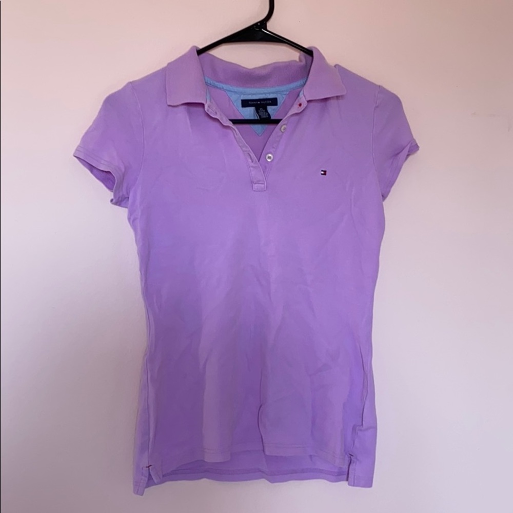 TOMMY HILFIGER  purple collar shirt